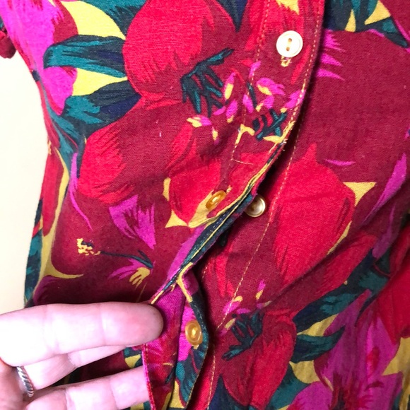 SP FOR CYNTHIA sz Small P Vibrant Floral Hawaiian Print Linen Breathable $89 NEW - Picture 7 of 8